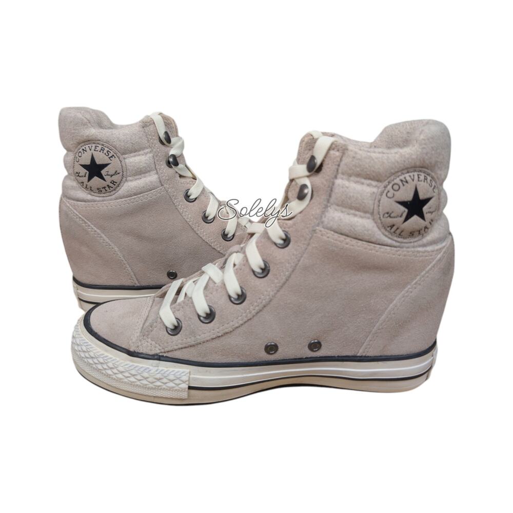 Converse 2016 Platform Plus Collar Hidden Wedge Suede High Top Gray Sneaker 8